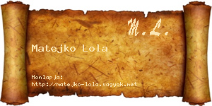Matejko Lola névjegykártya